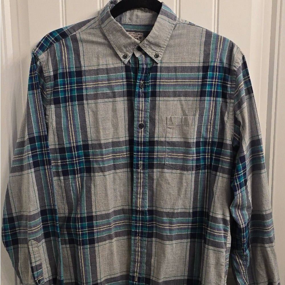J. Crew Gray and Blue Checkered Shirt